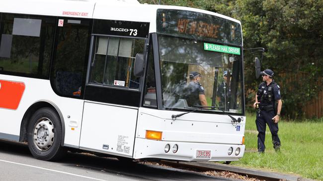 Police at the scene of an alleged acid attack at Drews Rd, Loganholme. Picture: Peter Wallis