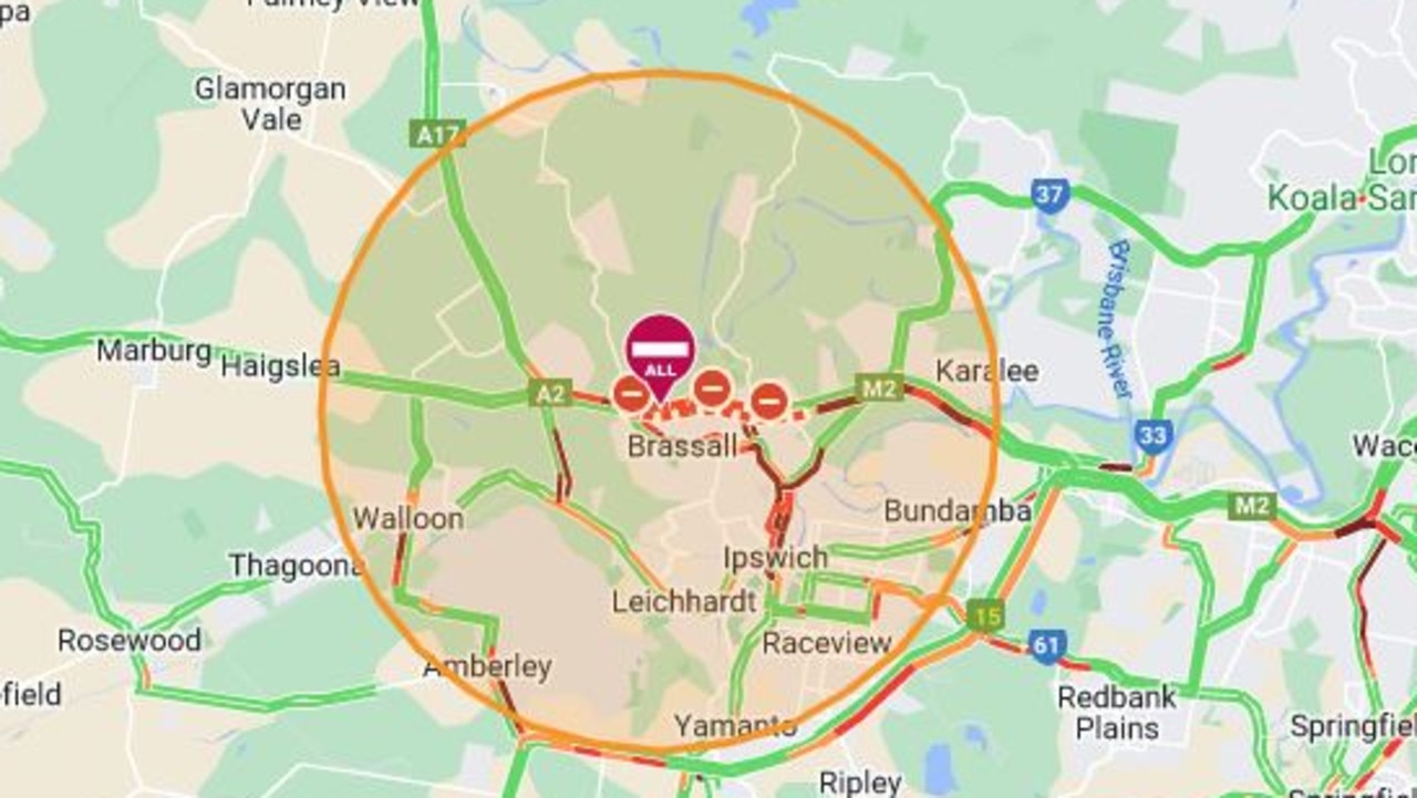 The Warrego Hwy is closed in both directions at Dinmore. Picture: Qld Traffic