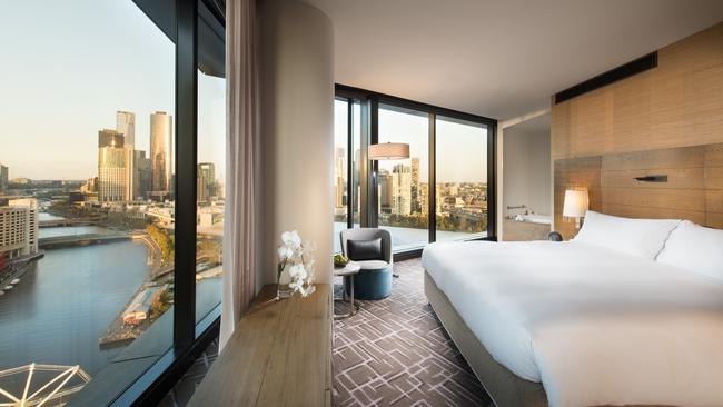 Pan Pacific Melbourne, view from the bedroom in the Panoramic Suite. For TasWeekend. Picture: Adam Bruzzone