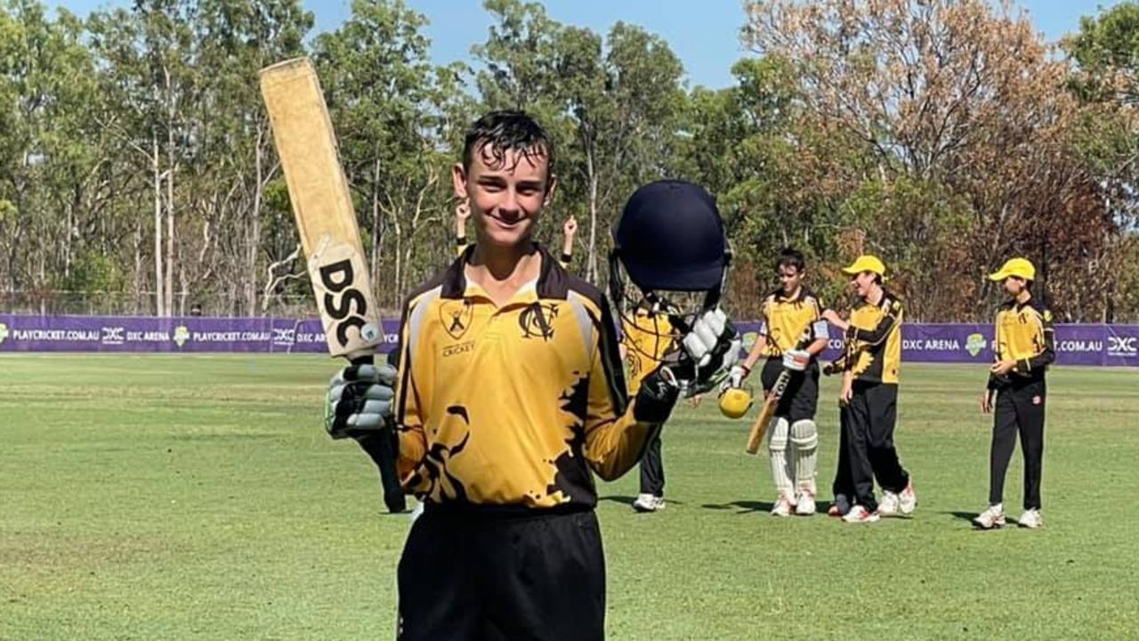 James Hatton after compiling a century in July, 2021. Picture: Nightcliff Cricket Club.