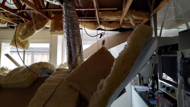 Not even a storm prompted the damage — poor workmanship caused the ceiling to crash. 