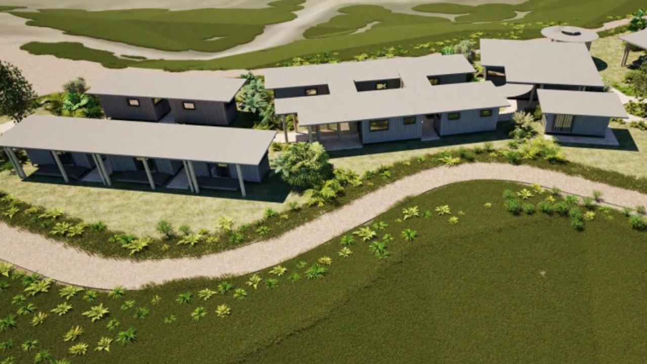 An aerial view of the proposed training village for at-risk youth on the banks of the Daintree River. Picture: Supplied