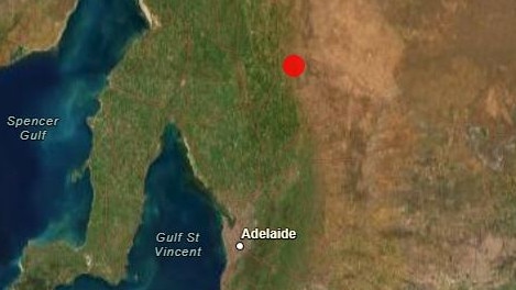 A map shows the quake that struck near Burra. Picture: Geoscience Australia