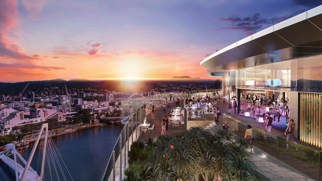 The Queen’s Wharf Sky Deck is being considered as a launch site for the zipline, which would traverse the river.