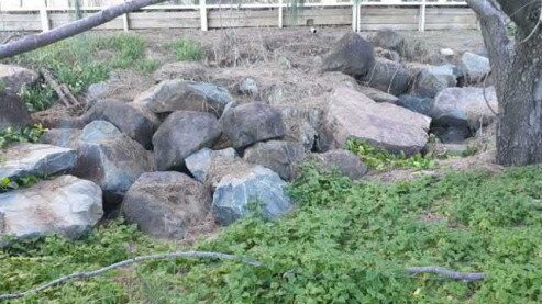 Oceanway challenges – an exposed section of boulder wall, the A-line fronting Markwell Ave and Enderley Ave at Surfers Paradise.