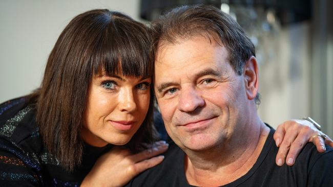 John Setka and Emma Walters pictured in Melbourne after today John pled guilty to harassing his wife and was put on a good behaviour bond. Picture: Mark Stewart