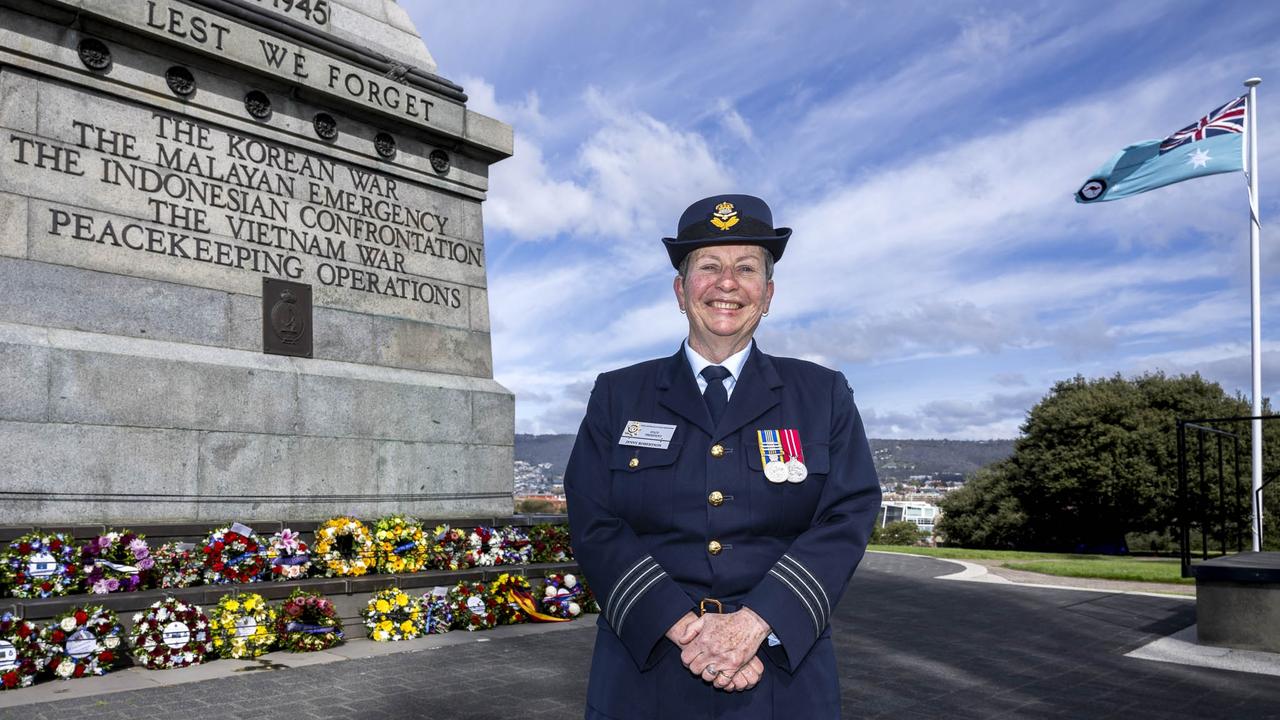 84th Anniversary of the Battle of Britain at Hobart Cenotaph – Jenny Robertson President of the RAAF Association Tasmania. Picture: Caroline Tan