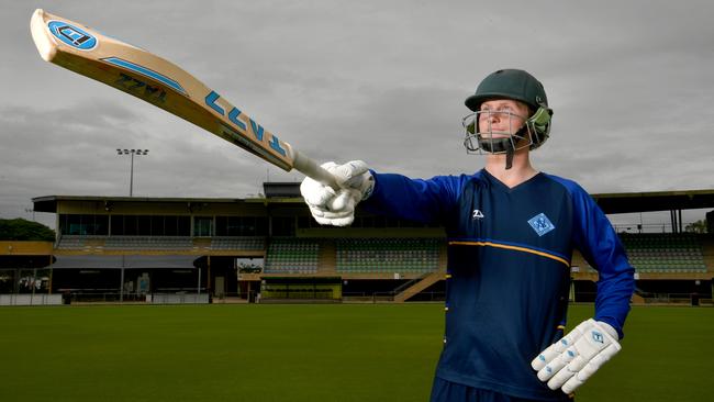 Townsville's Christian Payne, at Riverway Stadium, played in the KFC Queensland Premier Cricket Under 19 grand final. Picture: Evan Morgan