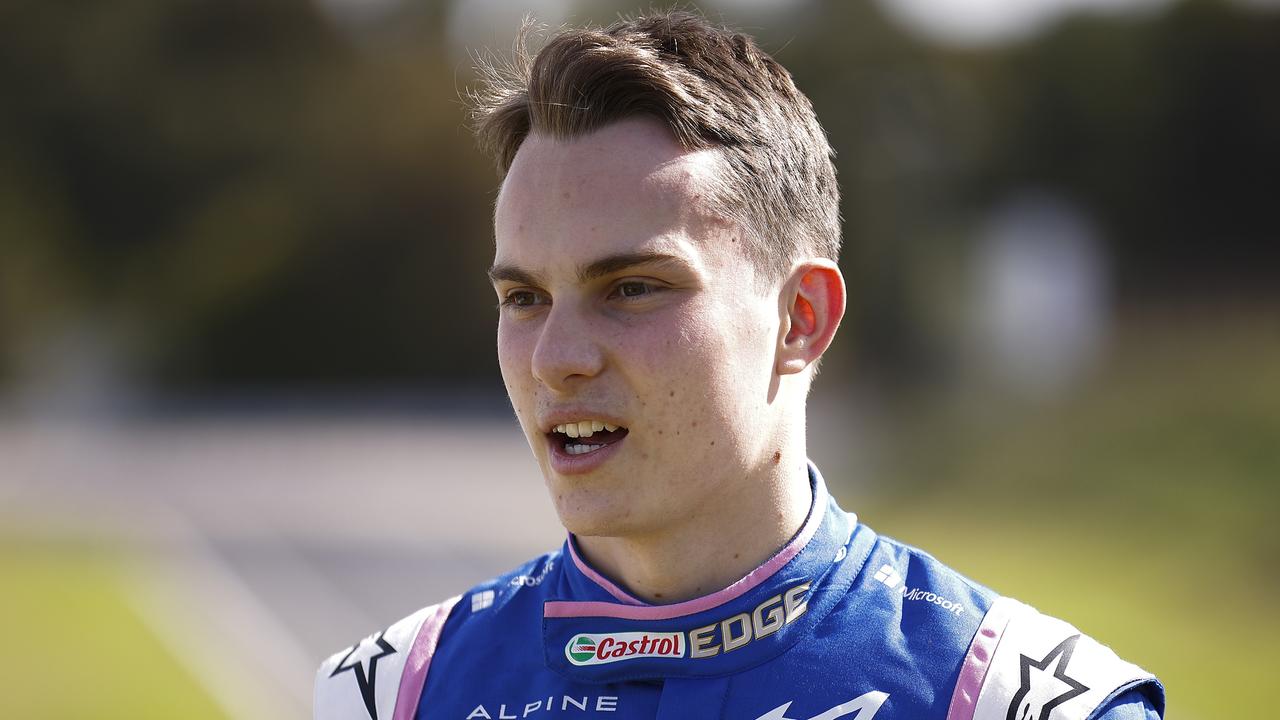 MELBOURNE, AUSTRALIA - APRIL 05: Australian BWT Alpine Formula 1 Team reserve driver Oscar Piastri speaks during a media opportunity at Todd Road Karting Circuit on April 05, 2022 in Melbourne, Australia. (Photo by Daniel Pockett/Getty Images)