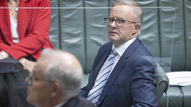 Labor Leader Anthony Albanese and Prime Minister Scott Morrison during Question Time in the House of Representatives. Picture: NCA Newswire/Gary Ramage