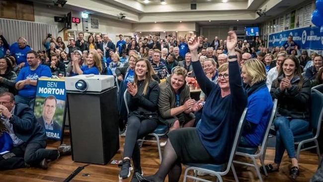 Brittany Higgins with her former boss Linda Reynolds at an election campaign event in 2019.