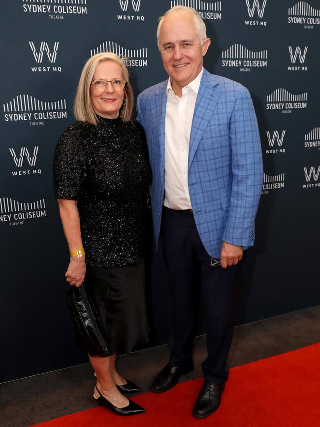 Lucy and Malcolm Turnbull on the red carpet on opening night at the Sydney Coliseum Theatre at Rooty Hill. Picture: Damian Shaw