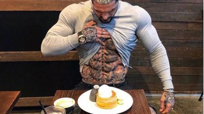 The gym junky posts motivational slogans alongside his picture. Picture: Instagram