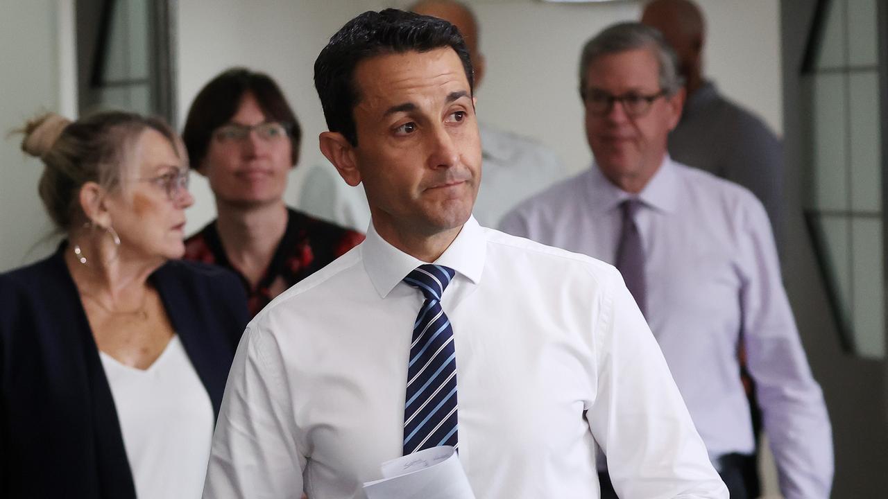 Leader of the Opposition David Crisafulli during a media conference in Mackay. Picture: Liam Kidston.