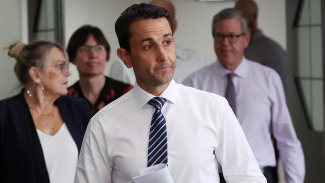 Leader of the Opposition David Crisafulli during a media conference in Mackay. Picture: Liam Kidston.