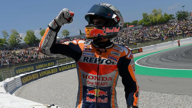 Repsol Honda Team's Spanish rider Marc Marquez after winning the Catalunya MotoGP. Picture: AFP