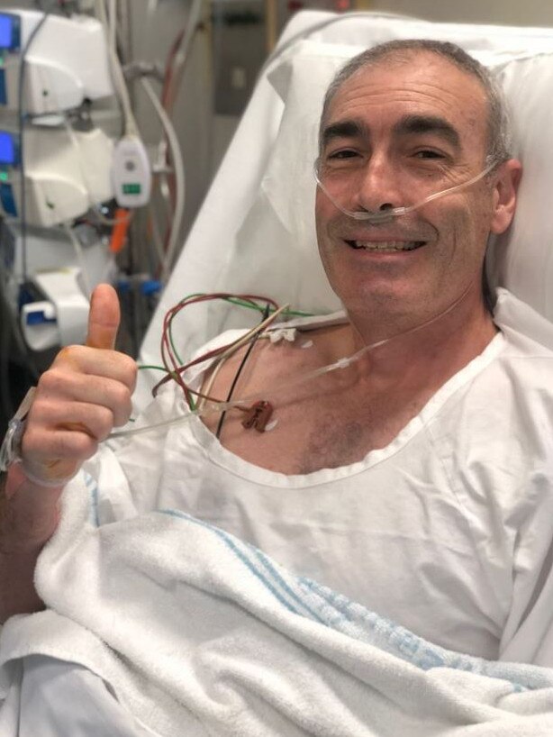 Greg Page in hospital on Saturday after suffering a cardiac arrest.