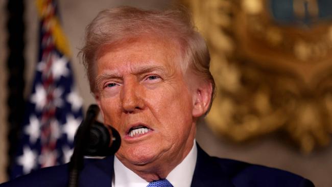 Donald Trump speaks to reporters. Picture: Getty Images via AFP.