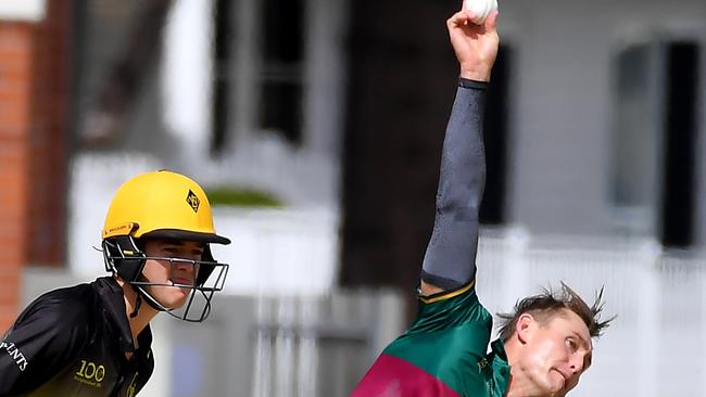 Redlands bowler Marnus Labuschagne. Picture, John Gass