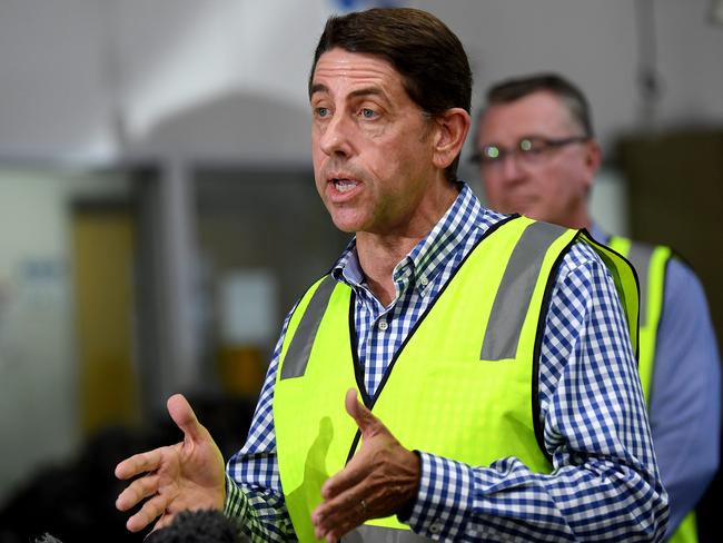 Queensland Treasurer Cameron Dick speaks at a press conference during a visit to a TAFE college in Townsville on October 8. Picture: NCA NewsWire/Dan Peled