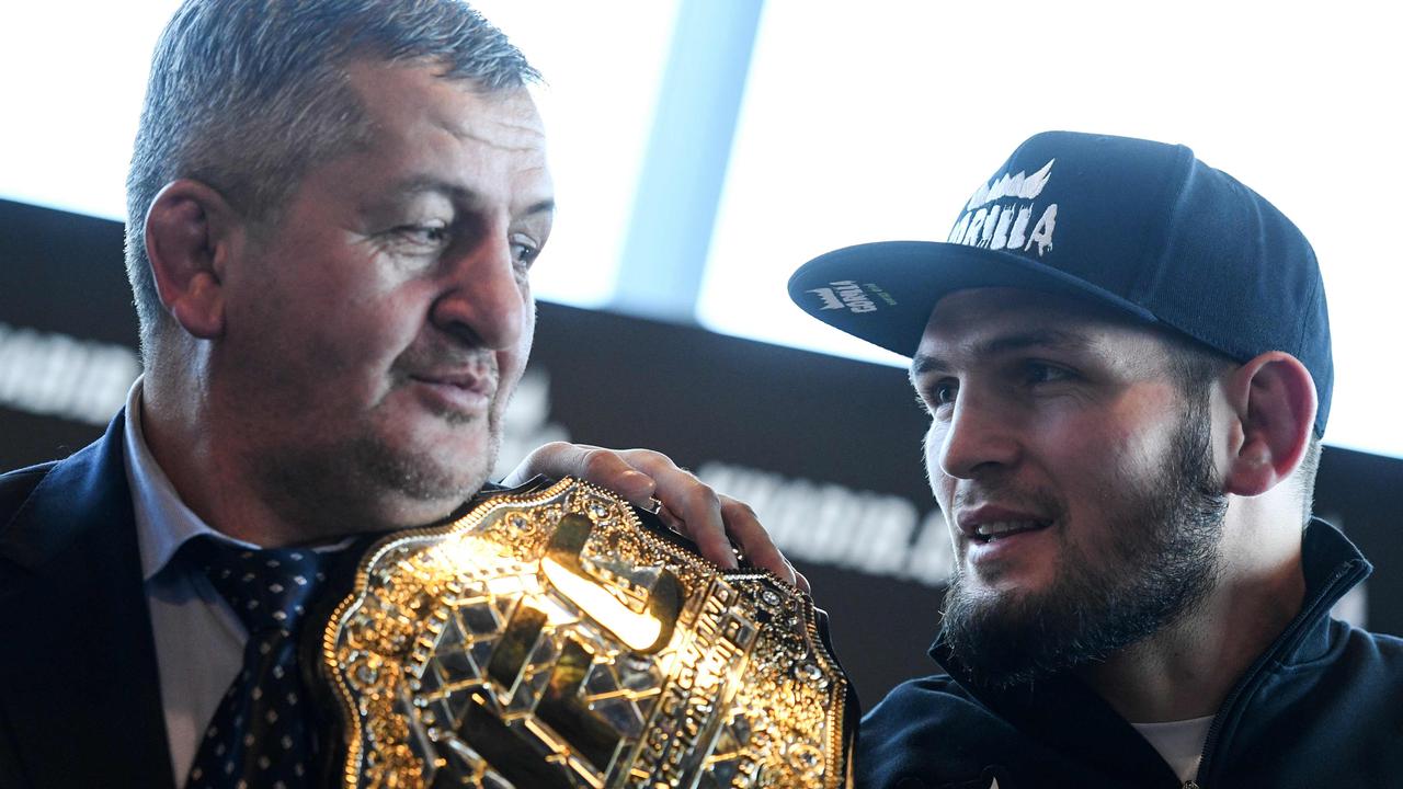 Khabib Nurmagomedov will take to the octagon without his father. (Photo by Kirill KUDRYAVTSEV / AFP)