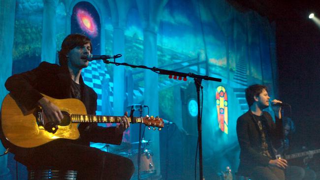 Powerdfinger performing during a concert at Thebarton Theatre.