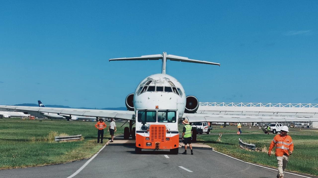 The long, slow process of relocating Clive Palmer’s jets to a training facility at Brisbane Airport.