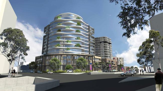 Artist impression of the Bull 'n' Bush redevelopment from the frontage at Windsor Rd, Seven Hills Rd. Picture: Dyldam and Mako Architecture.