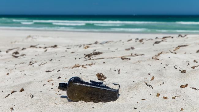 A bottle has been found on a WA beach, 132 years after being flung from a German sailing barque. Picture: AAP Image/supplied/Kym Illman