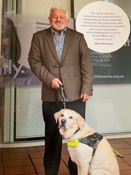 Michael Hutchison and his guide dog, Roy. Picture: Supplied