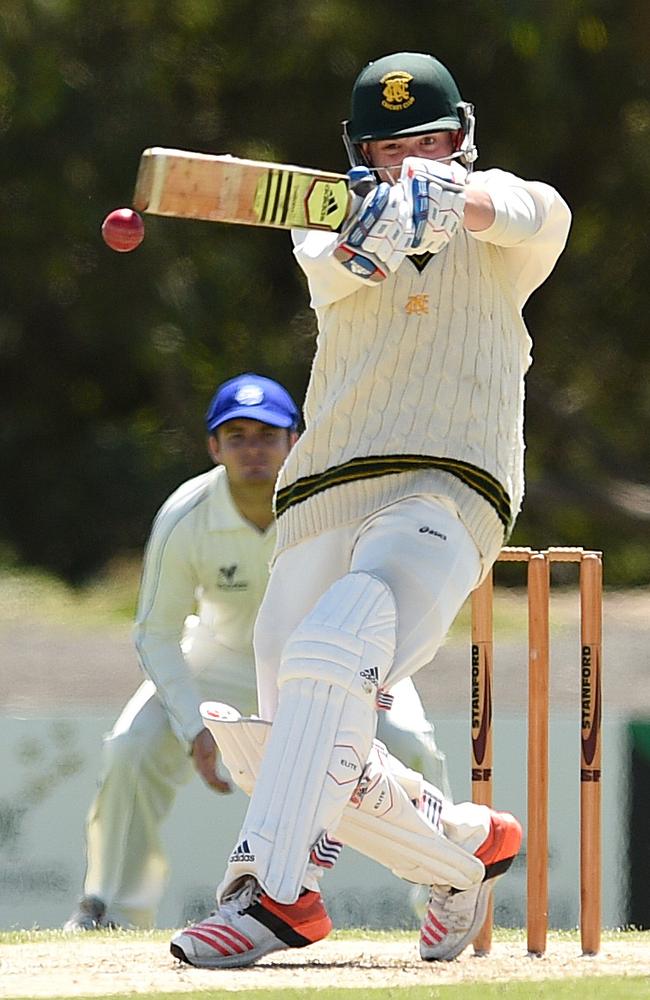 Blayde Baker crunches a pull shot for Northcote last summer.