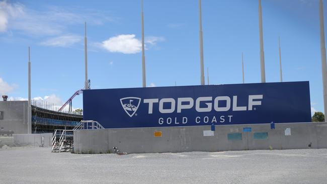 The $35 million Topgolf facility at Movie World is starting to take shape next to MovieWorld. Picture Mike Batterham