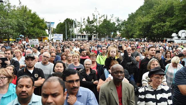 Locals protest. Picture: Jake Nowakowski