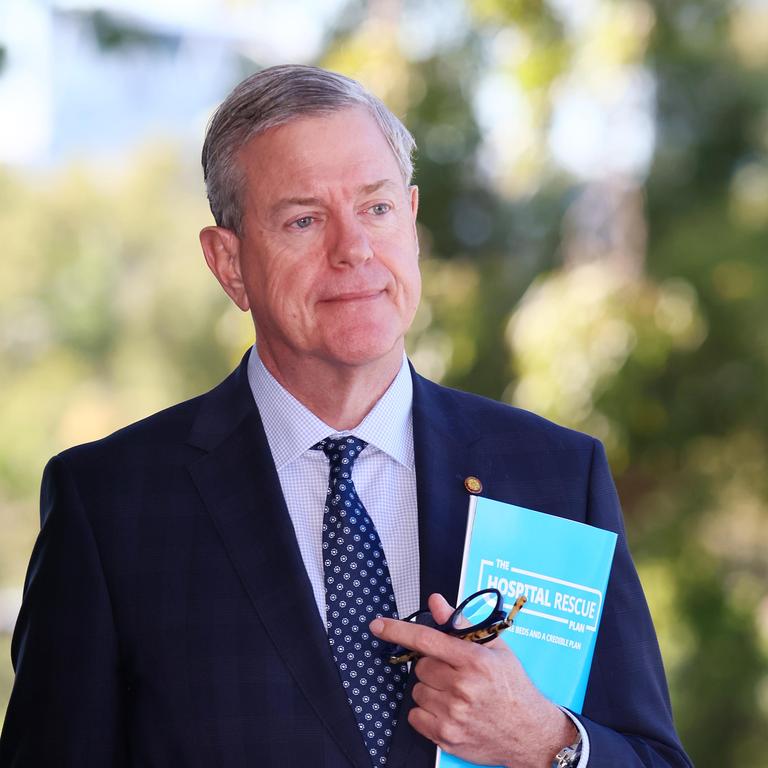 Queensland Health Minister Tim Nicholls during a health infrastructure event in Brisbane. Picture: Tertius Pickard