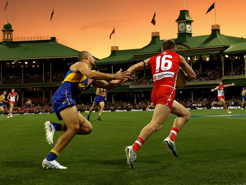 Braeden Campbell found plenty of room to run at the SCG against the Eagles. Picture: Phil Hillyard