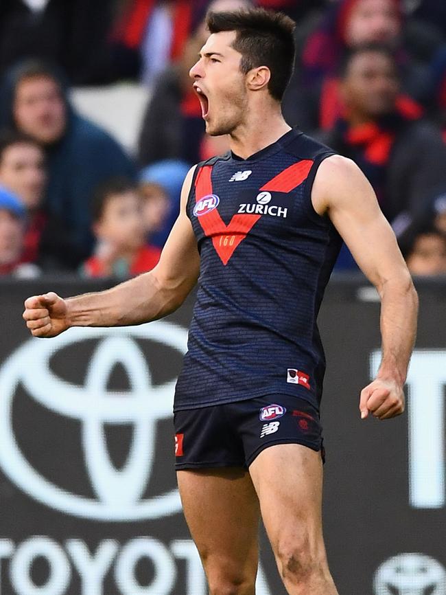 Alex Neal-Bullen has revealed a chat with coach Simon Goodwin two years ago helped him go from fringe player to crucial cog. Picture: Quinn Rooney/Getty Images