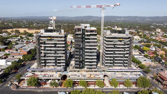 Construction at the Eighty Eight O'Connell development in North Adelaide is nearing completion. Picture: Supplied by Commercial &amp; General