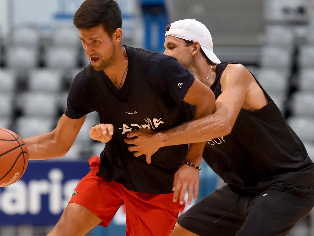 Dimitrov (right) had no issues getting up close and personal with Novak Djokovic in Zadar, Croatia.