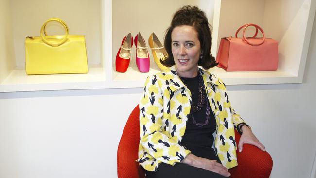 This May 13, 2004 photo shows designer Kate Spade during an interview in New York. Spade was found dead in an apparent suicide in her New York City apartment on Tuesday, June 5, 2018. (AP Photo/Bebeto Matthews)