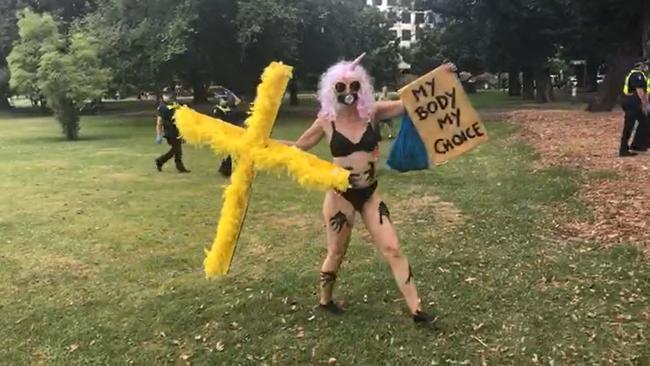 Scenes from anti-vaccine protest live stream, 'Millions March Against Mandatory Covid Vaccinations’, at Fawkner Park in Melbourne, Australia on February 20, 2021. Picture: Facebook via NCA NewsWire