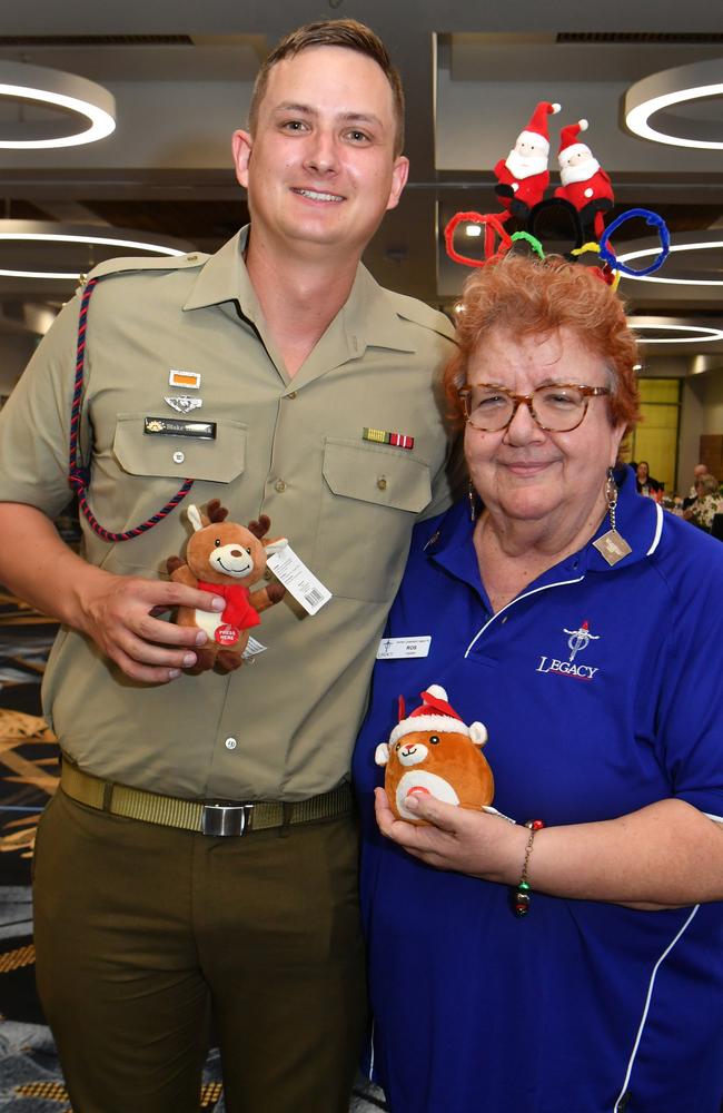 Olympic-themed Legacy Christmas function at the Townsville RSL. Private Blake Hancock with Ros Boyd. Picture: Evan Morgan