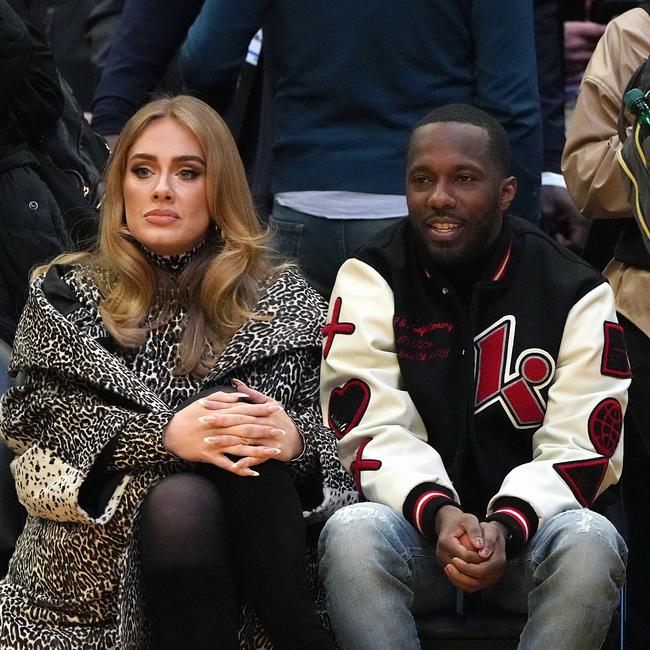 Adele and Rich Paul – and her $20k coat. Picture: Getty