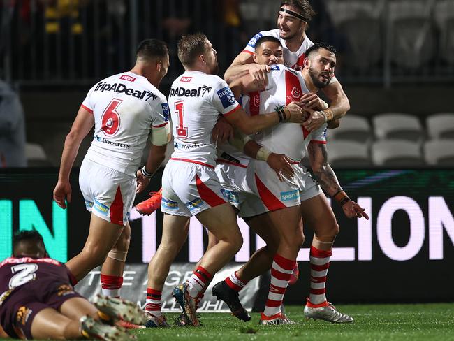 Jack Bird excelled in the back row in St George Illawarra’s big win over Brisbane, but he feels like he belongs in the backs. Photo: Cameron Spencer/Getty Images.