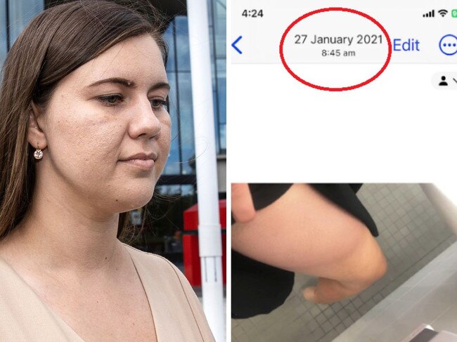 The picture of Brittany Higgins’ bruise, sent to Channel 10 in January, 2021, was brought up in court on Tuesday. Picture: Federal Court of Australia