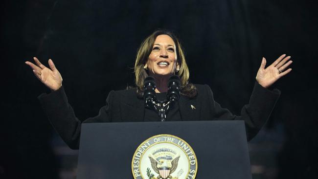 Kamala Harris speaks during a campaign rally in Philadelphia.