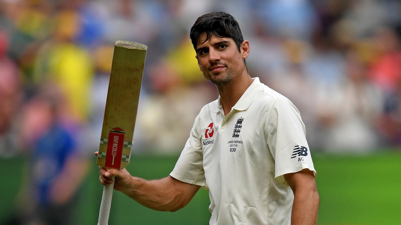 Batsman Alastair Cook of England walks off the MCG after reaching 244 runs in the Boxing Day Test.