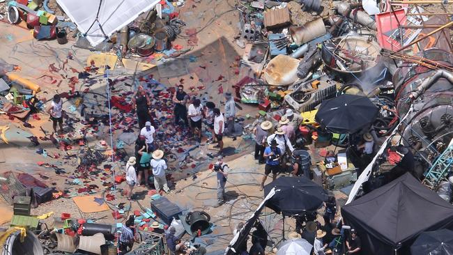 The junkyard set at Oxenford Quarry was used during the final days of the Thor: Ragnarok shoot on the Gold Coast. Picture: Glenn Hampson.                        <a class="capi-webframe" capiId="30555bcc9677695396ea57db44ff79ca"></a>