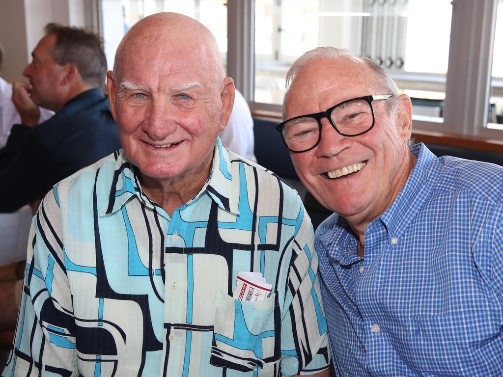 Lance Washington and Michael Johnston at the BMD Northcliffe SLSC Sportsman’s Luncheon. Picture: Glenn Hampson.