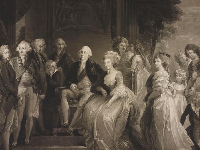 History: A 1794 mezzotint of King George III, Queen Charlotte and their children by John Murphy.