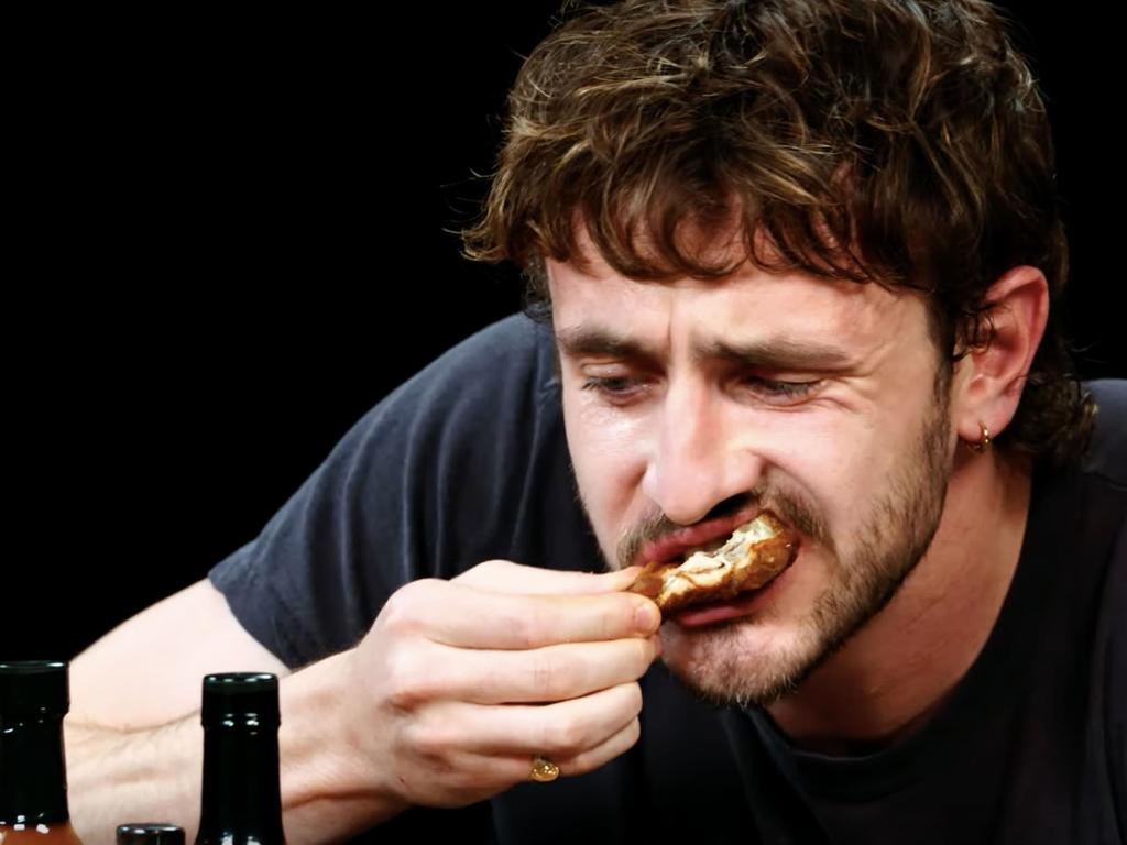 ‘Gladiator II’ star Paul Mescal referred to himself as a “big, brave strong boy” as he scoffed down spicy chicken wings for his appearance on ‘Hot Ones’. Picture: Hot Ones/Youtube